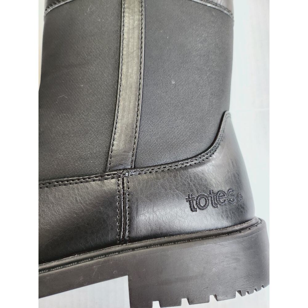 Sz 9.5 TOTES Stadium Waterproof Side Zip Winter Boots Men’s Black Snow Rain New - Picture 4 of 6